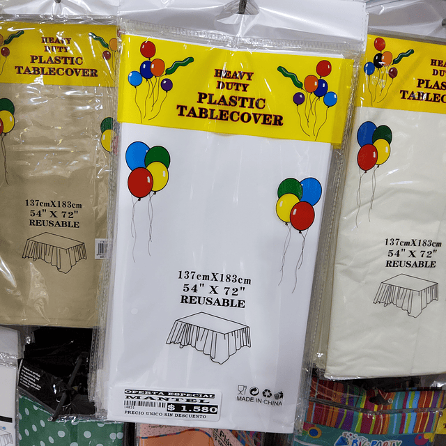 Mantel plástico liso rectangular  color blanco