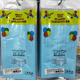 mantel plástico liso rectagular color celeste