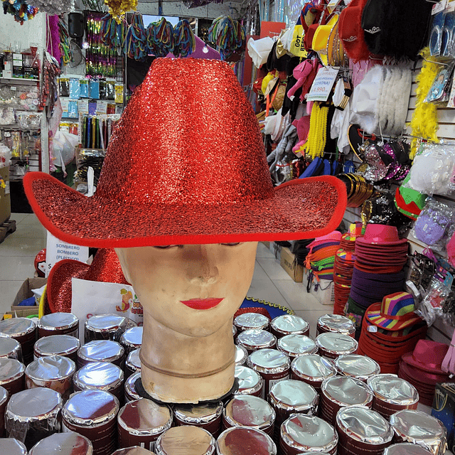 GORRO COTILLON VAQUERO ROJO METALIZADO