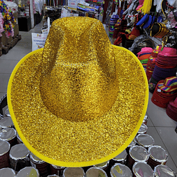 GORRO COTILLON VAQUERO AMARILLO METALIZADO