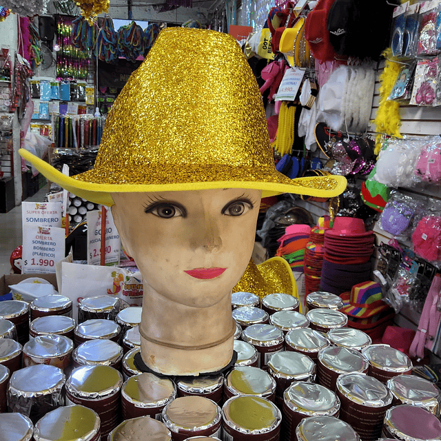 GORRO COTILLON VAQUERO AMARILLO METALIZADO