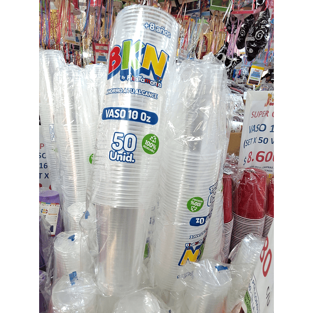 vasos plásticos 10 oz (set x 50 unidades) 
