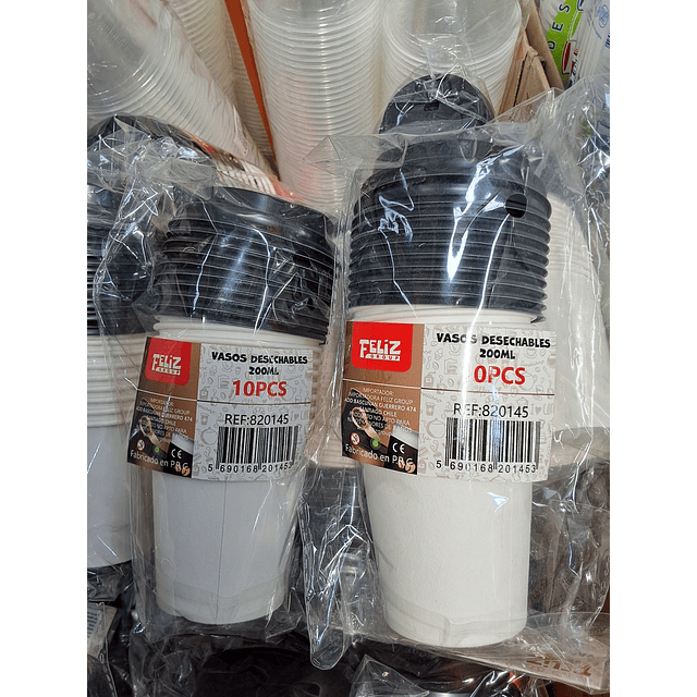 vaso con tapa 200 ML  x 10 pcs