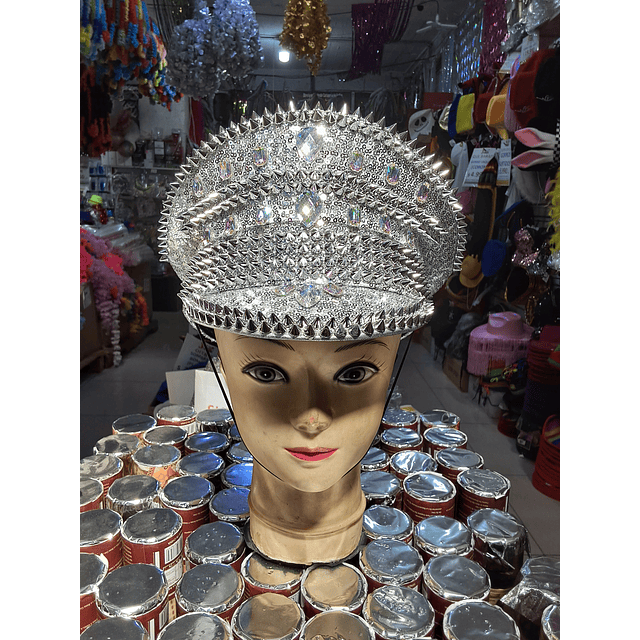 Gorro cotillón punk policía plateado