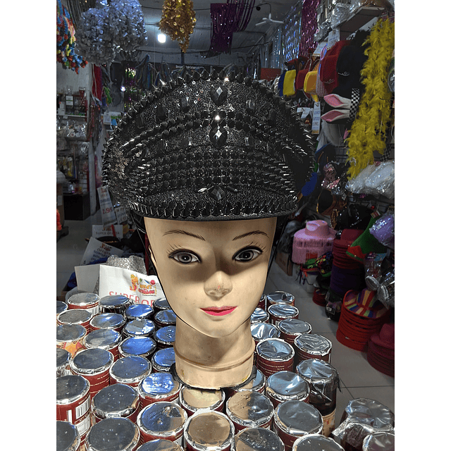 Gorro cotillón punk policia negro 