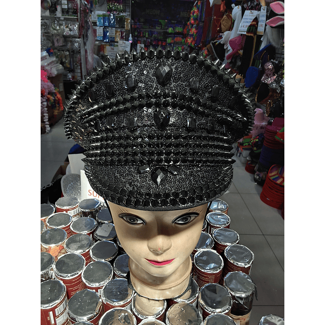 Gorro cotillón punk policia negro 