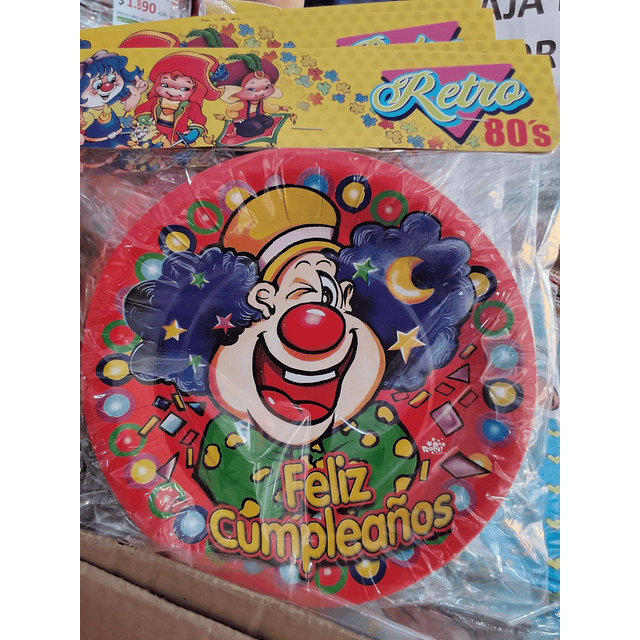 Artículos Retro 80's platos x 6 unidades 