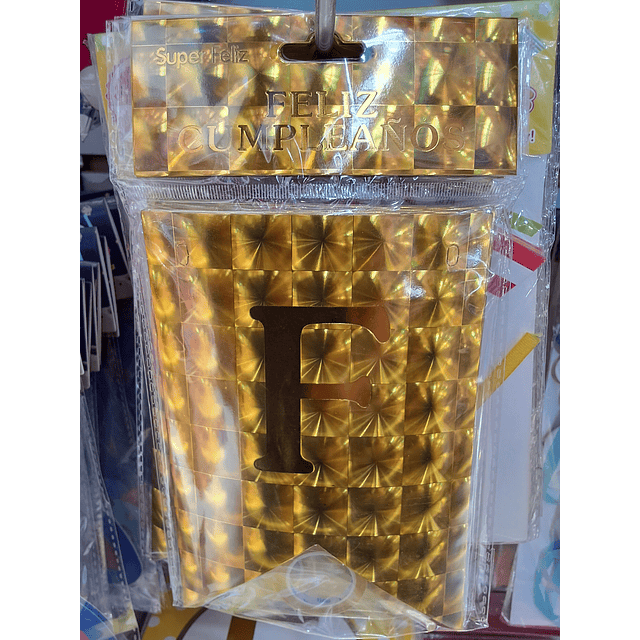 Banderín Feliz cumpleaños Dorado holográfico 