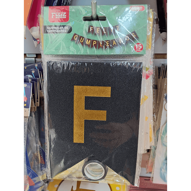 Banderín Feliz cumpleaños negro de Glitter 