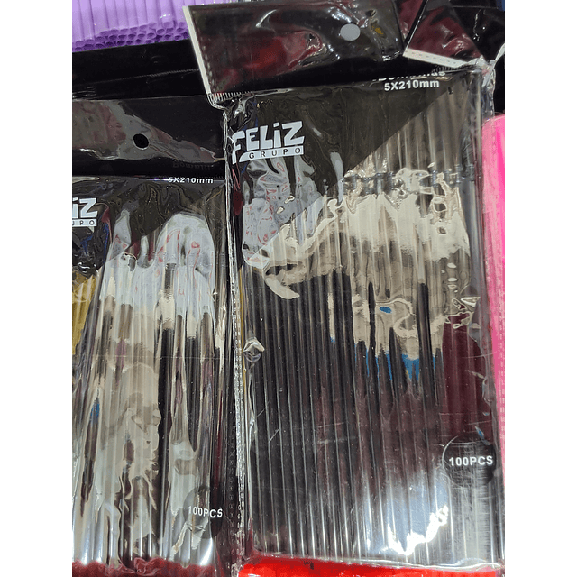 bombillas plásticas color negro x 100 unidades 