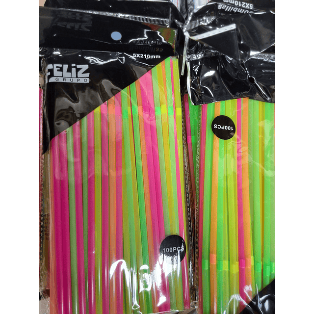 Bombillas Plástilas colores x 100 unidades