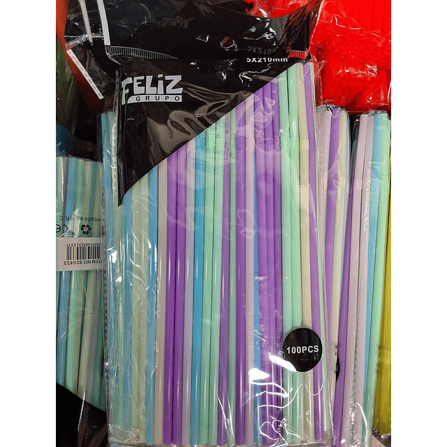 Bombillas Plástilas colores x 100 unidades