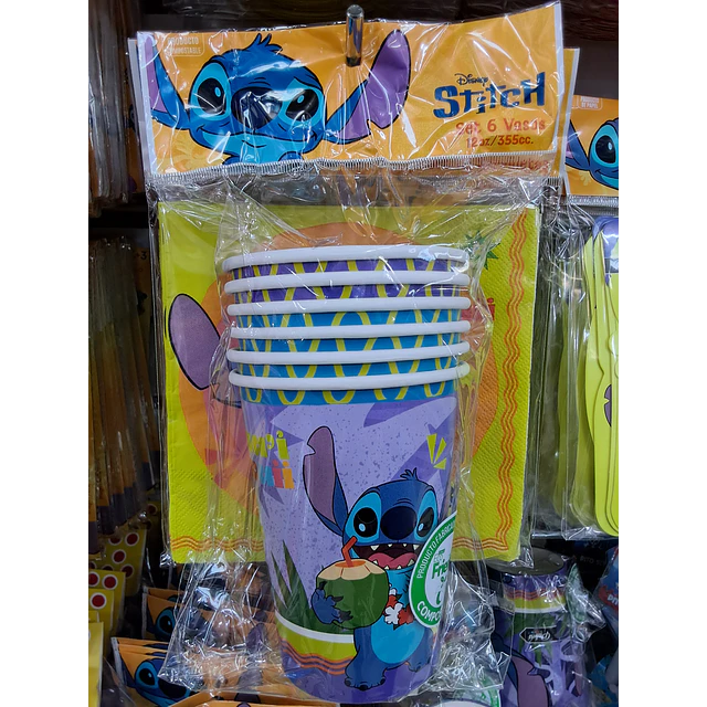 Stitch vasos x 6 unidades 