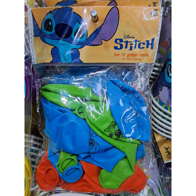 Stitch globos látex x 12 unidades 