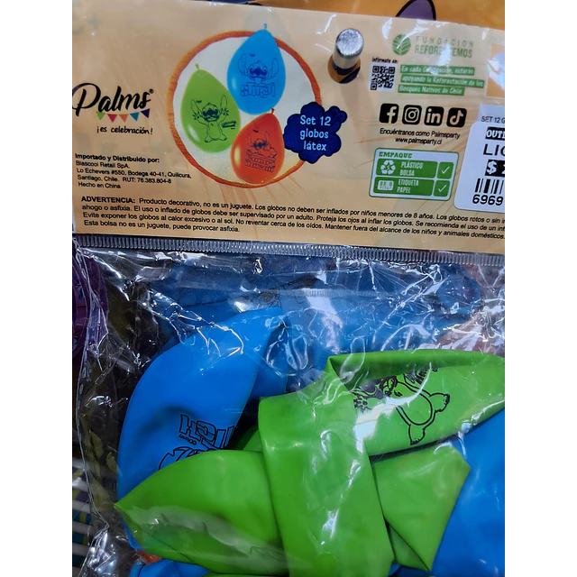 Stitch globos látex x 12 unidades 