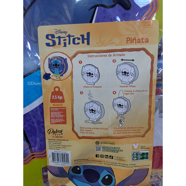 Stitch piñata plegable 