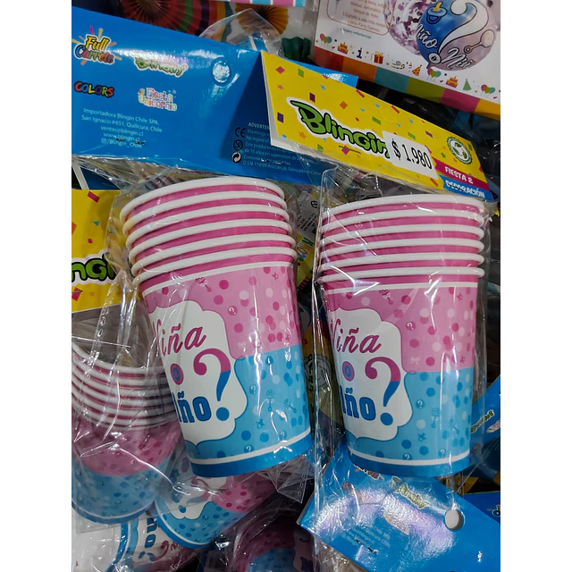 Revelación de sexo vasos x 6 unidades 