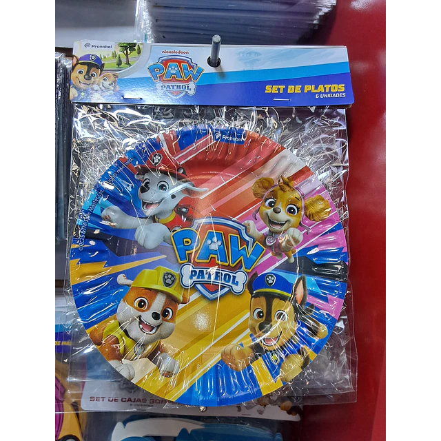 Paw patrol platos x 6 unidades 