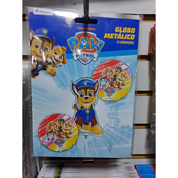 paw patrol globo metálico x 3 unidades 