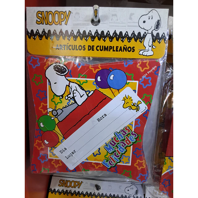 Snoopy invitación x 6 unidades 