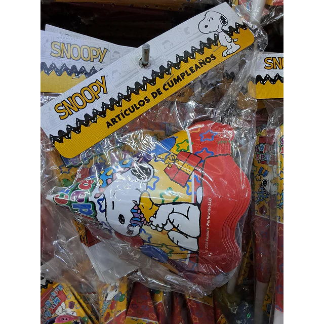 Snoopy gorros invitados x 6 unidades 