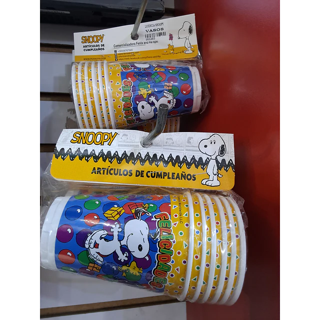 Snoopy vasos plásticos x 6 unidades 