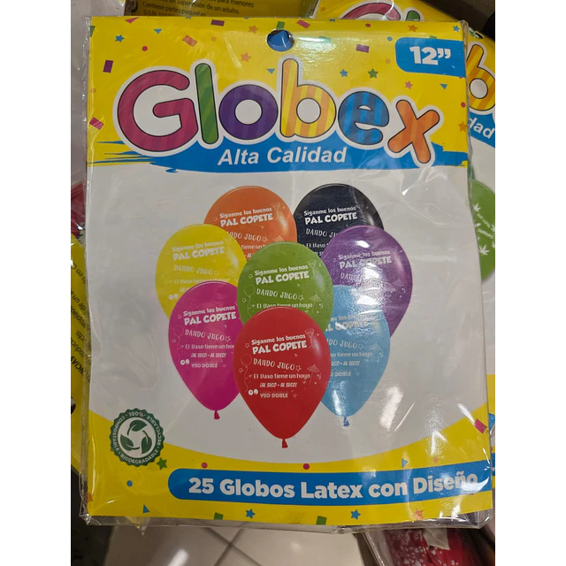 GLOBOS FRASES X 25 UNIDADES N°12 GLOBEX SELECCIONADOS