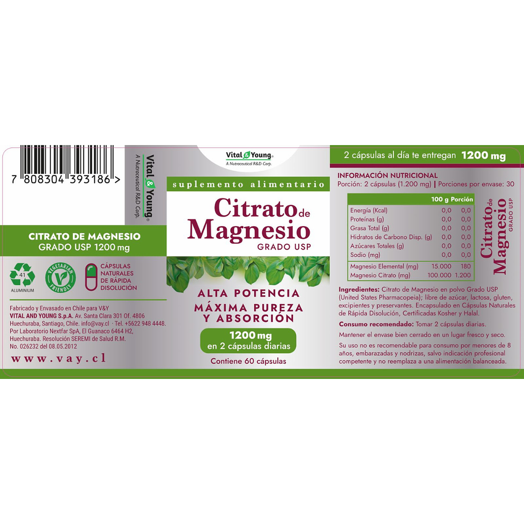 Citrato de Magnesio Grado USP de alta potencia 2
