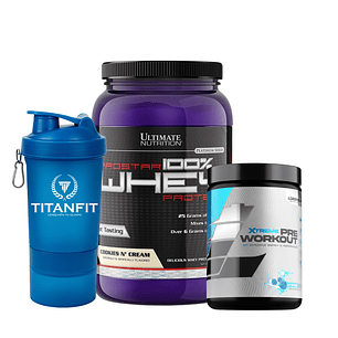 Prostar Whey Protein 2lbs + Pre Entreno LoadingUP + Shaker TITANFIT 3 en 1