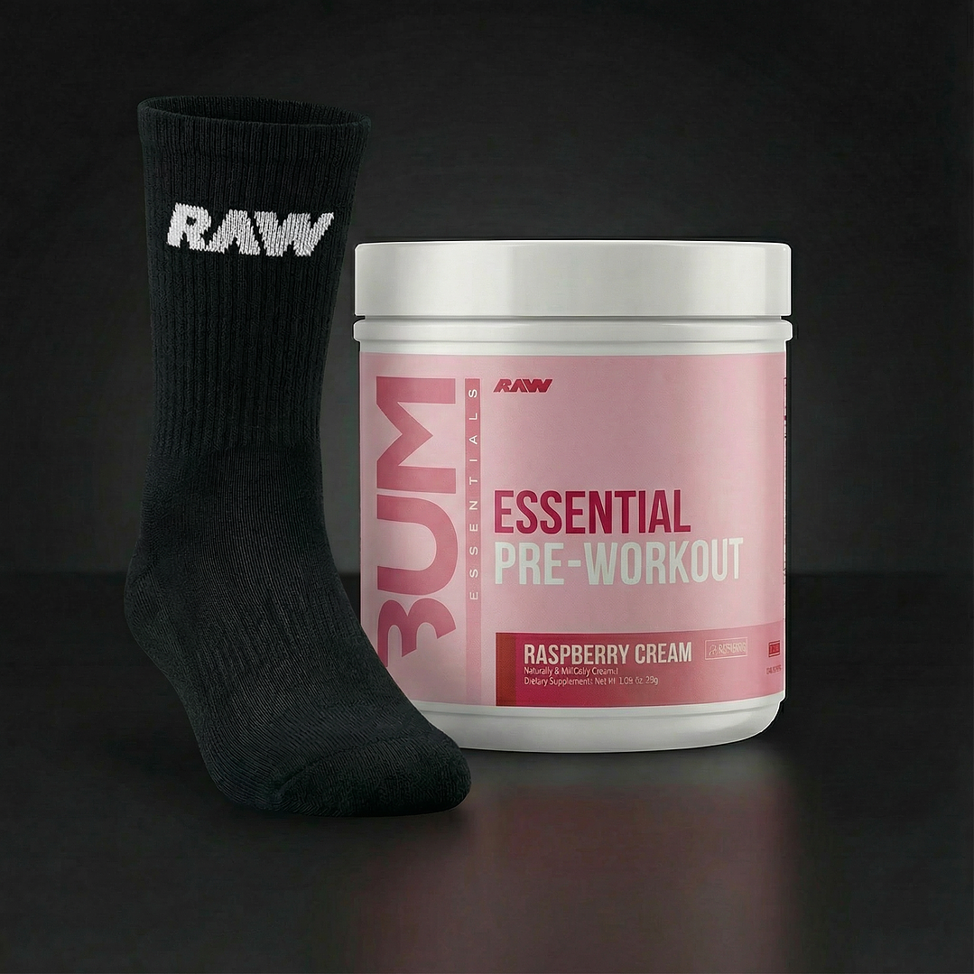 Pre-entreno Cbum Essential 30 servicios + Par de Calcetines RAW 1
