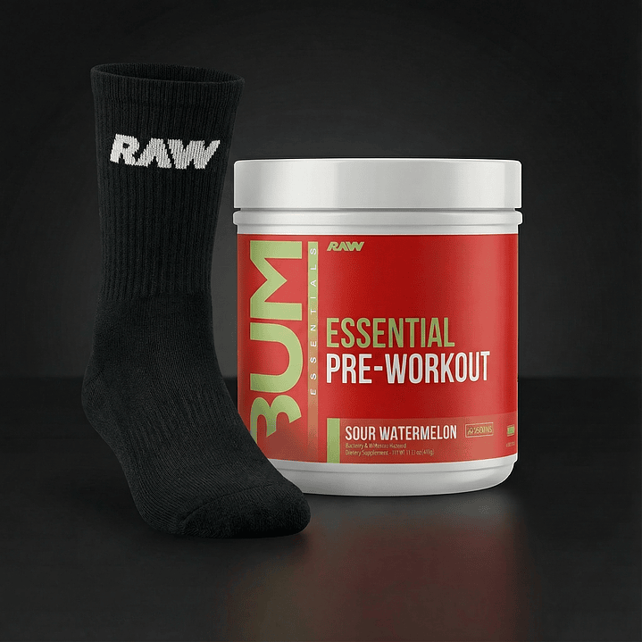 Pre-entreno Cbum Essential 30 servicios + Par de Calcetines RAW 2