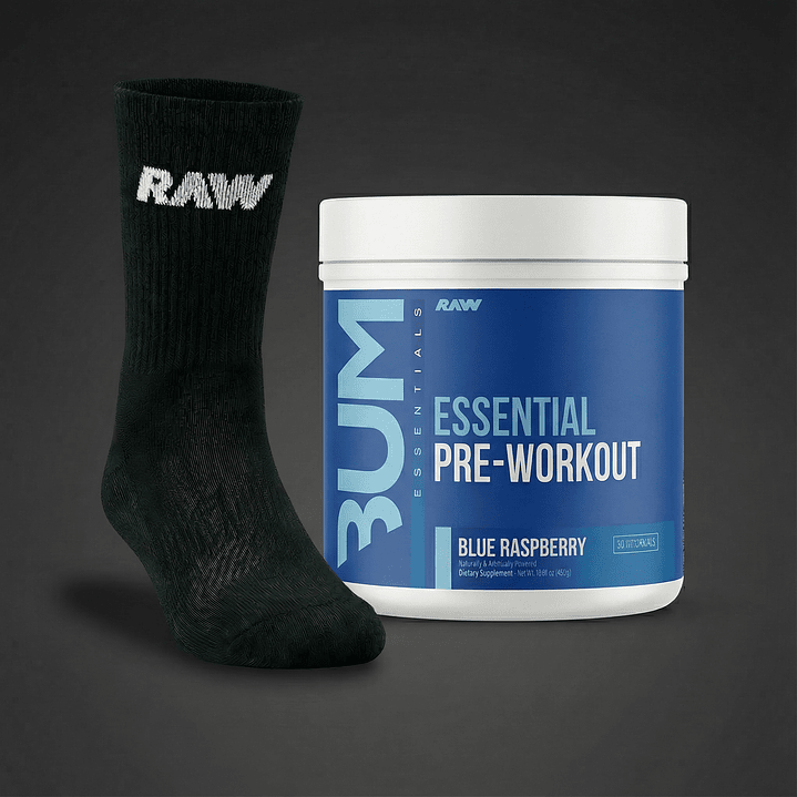 Pre-entreno Cbum Essential 30 servicios + Par de Calcetines RAW 4
