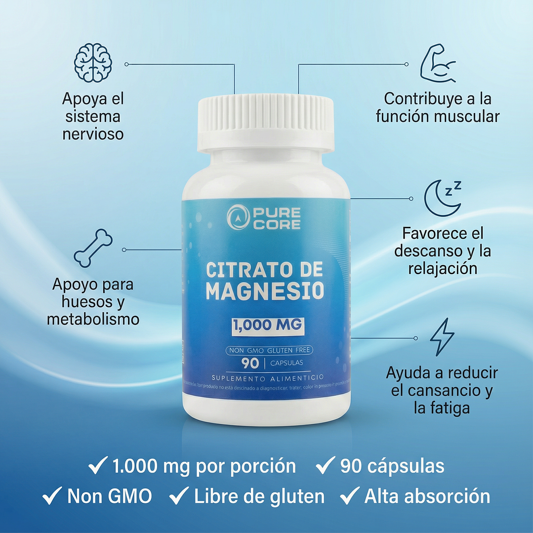 Citrato de Magnesio Pure Core (90 CAPS) 3