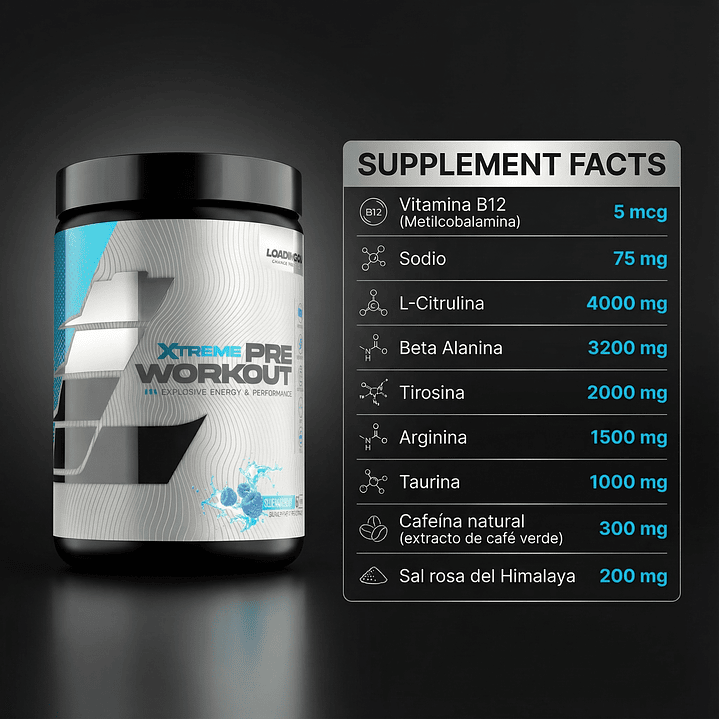Pre-entreno Xtreme Pre-Workout LoadingUp 30 Servicios 4