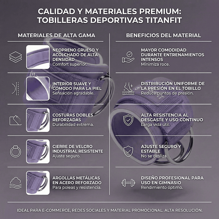 Tobilleras para polea | Titanfit 8