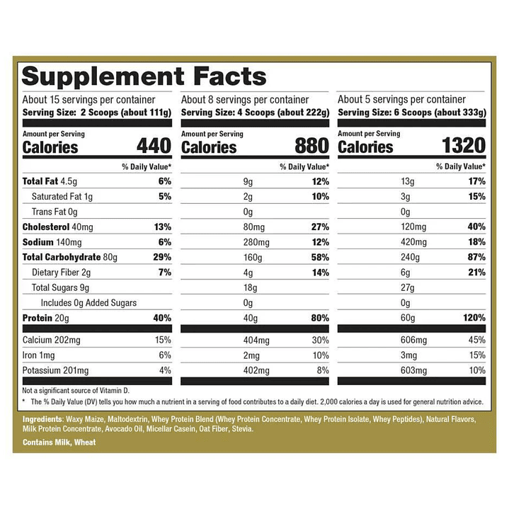 Ganador de Masa Natural GAINZ Ultimate Nutrition 5