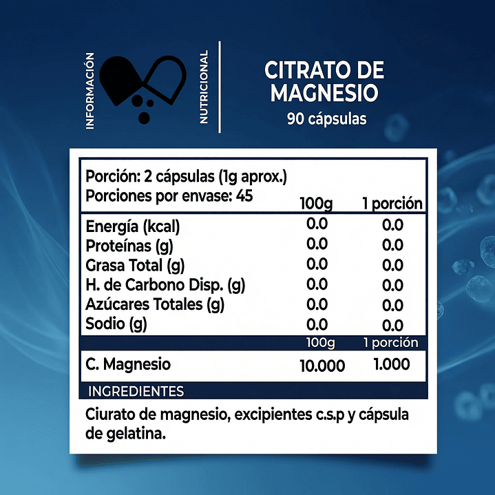 Citrato de Magnesio Pure Core (90 CAPS) 4