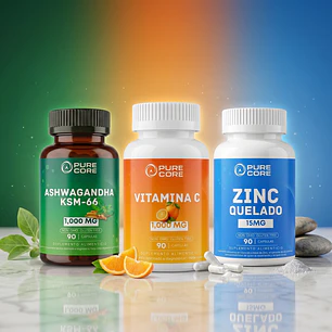 Pack Vitaminas Pure Core Ashwagada + Vitamina C + Zinc