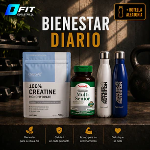 Pack Creatina Monohidratada Ostrovit (300grs) +Mutivitaminico (60caps) | Incluye botella de acero inoxidable