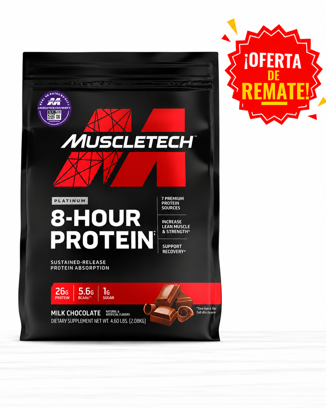 Platinium 8-hour protein Muscletech (4.6 lb) - Vainilla