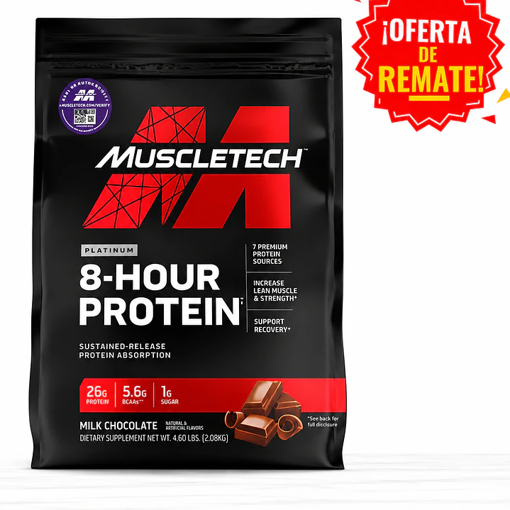 Muscletech Platinum 8-Hour Protein Chocolate 4.6 lb | Caseína de Liberación Prolongada 1