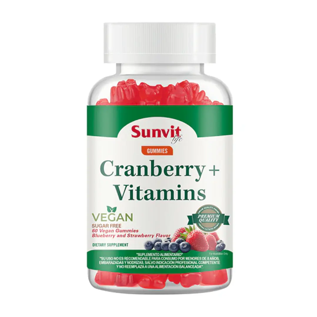 Cranberry + Vitamins Vegan Gummies Sunvit Life (60 Gomitas) 1