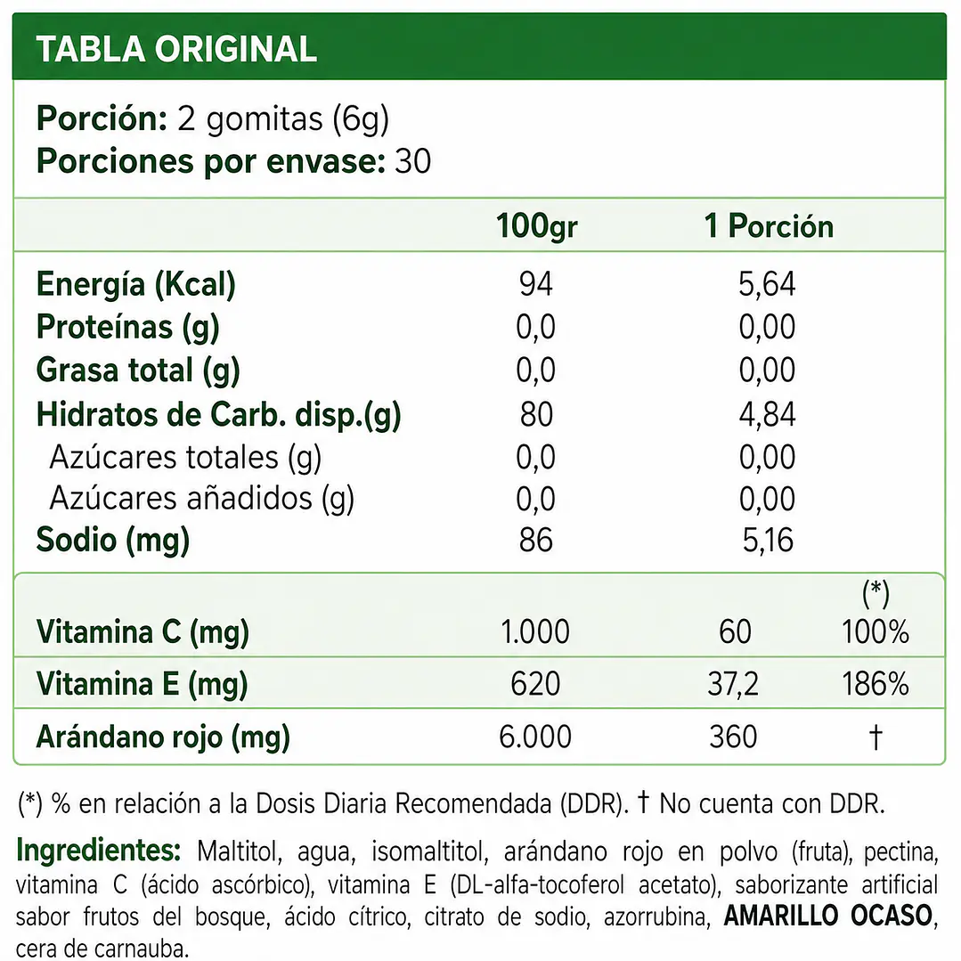 Cranberry + Vitamins Vegan Gummies Sunvit Life (60 Gomitas) 2
