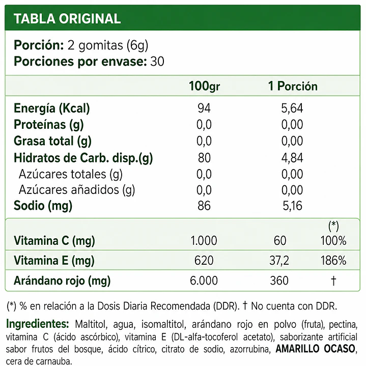 Cranberry + Vitamins Vegan Gummies Sunvit Life (60 Gomitas) 2