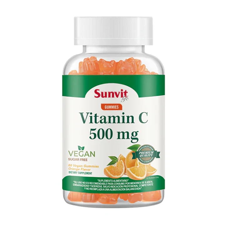 Vitamin C 500 mg Vegan Gummies Sunvit Life (60 Gomitas)  1
