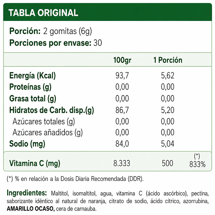 Vitamin C 500 mg Vegan Gummies Sunvit Life (60 Gomitas)  2