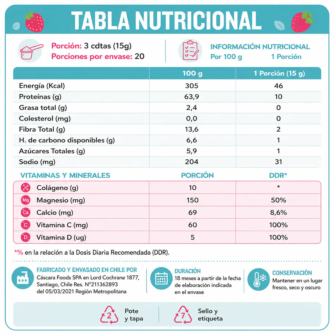 Colágeno BerryFlex 300 g | Colágeno Hidrolizado con Magnesio, Vitamina C y Vitamina D 2