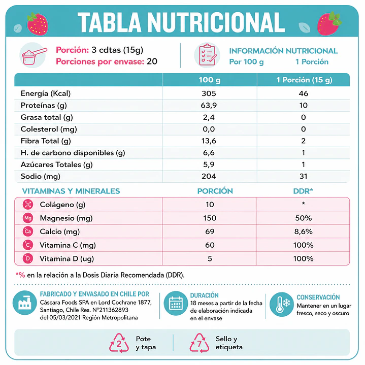 Colágeno BerryFlex 300 g | Colágeno Hidrolizado con Magnesio, Vitamina C y Vitamina D 2