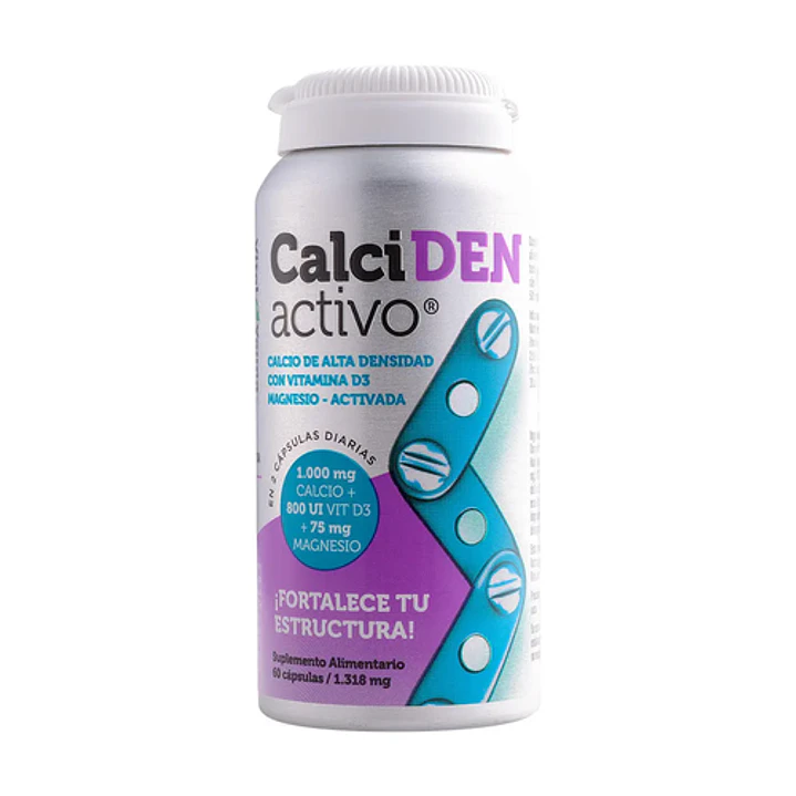 Calcio Alta Densidad + Vitamina D3 Magnesio-activada. Calciden Activo En Frasco De 60 Cápsulas 1