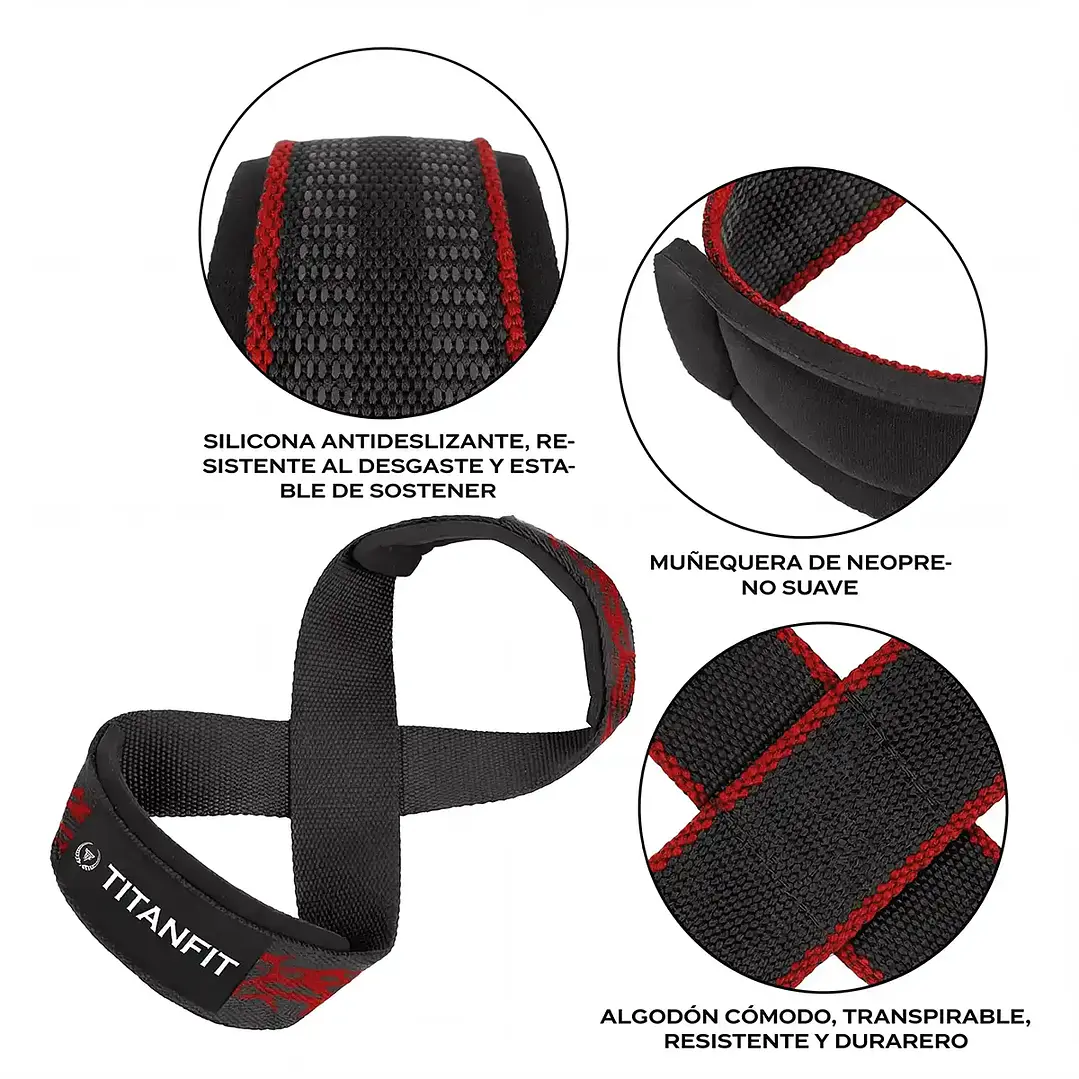 Straps en 8 TitanFit Hoplon Infinito Prometeo | Máximo Agarre para Peso Muerto y Powerlifting 3